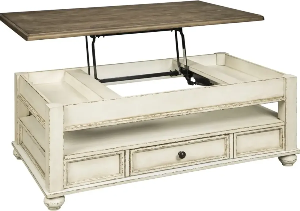 Signature Design by Ashley® Realyn Brown Lift Top Coffee Table with Antique White Base