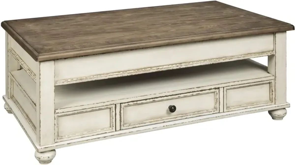 Signature Design by Ashley® Realyn Brown Lift Top Coffee Table with Antique White Base