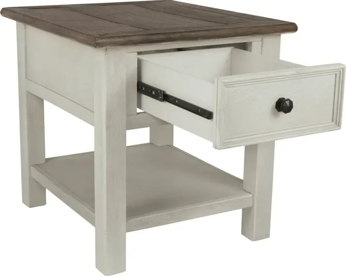 Signature Design by Ashley® Bolanburg Weathered Oak Rectangular End Table with Antique White Base 