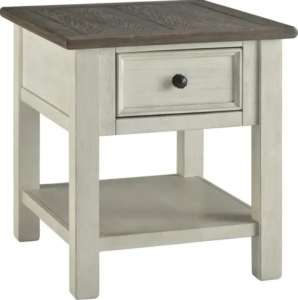 Signature Design by Ashley® Bolanburg Weathered Oak Rectangular End Table with Antique White Base 