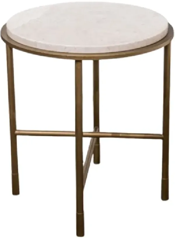 Signature Design by Ashley® Alben White End Table with Antique Gold Base