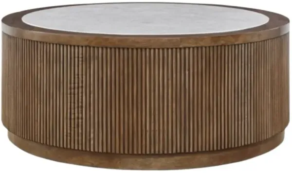 Signature Design by Ashley® Hadonna Faux Stone Top Cocktail Table with Brown Base