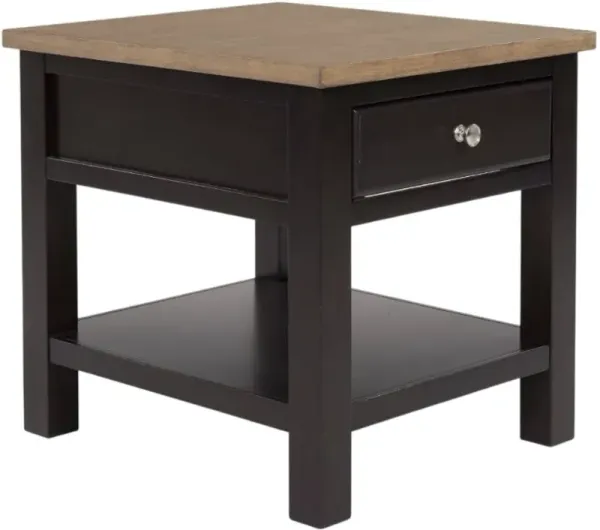 Signature Design by Ashley® Drazmine Brown 24" End Table with Dark Chocolate Base