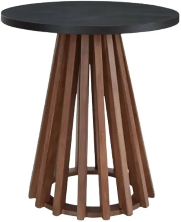 Signature Design by Ashley® Kallari Black Round End Table with Warm Brown Base