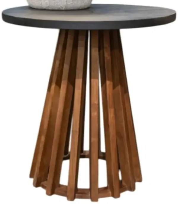 Signature Design by Ashley® Kallari Black Round End Table with Warm Brown Base