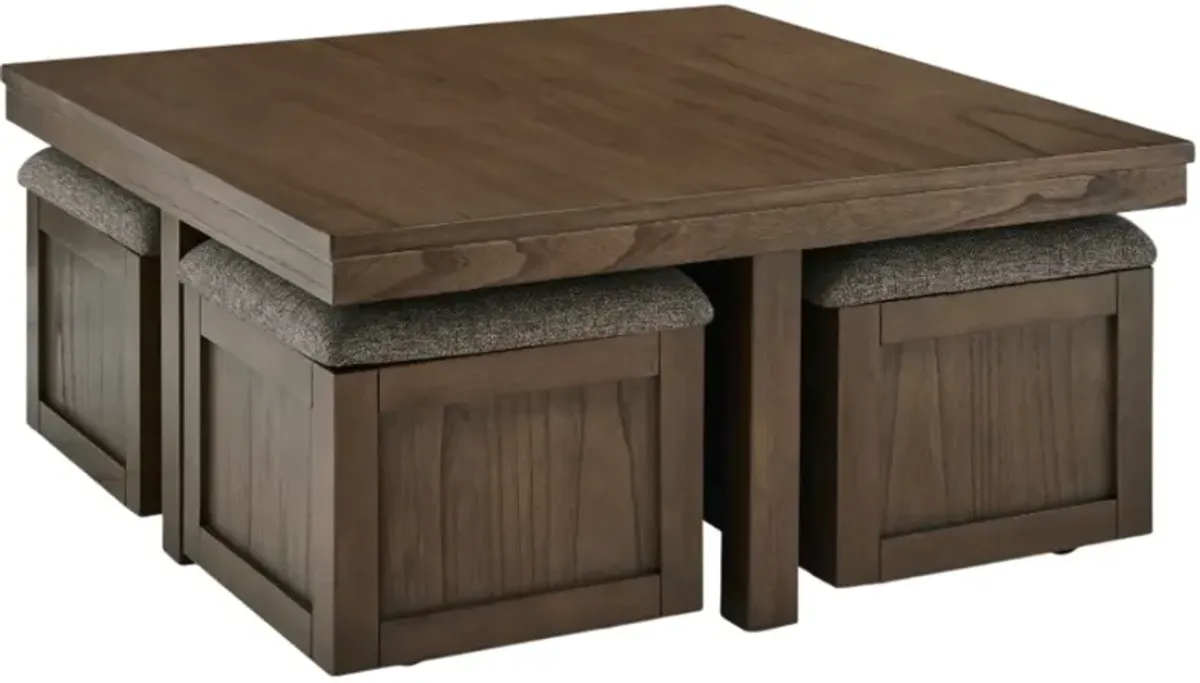 Signature Design by Ashley® Boardernest 5-Piece Brown Coffee Table and Stool Set