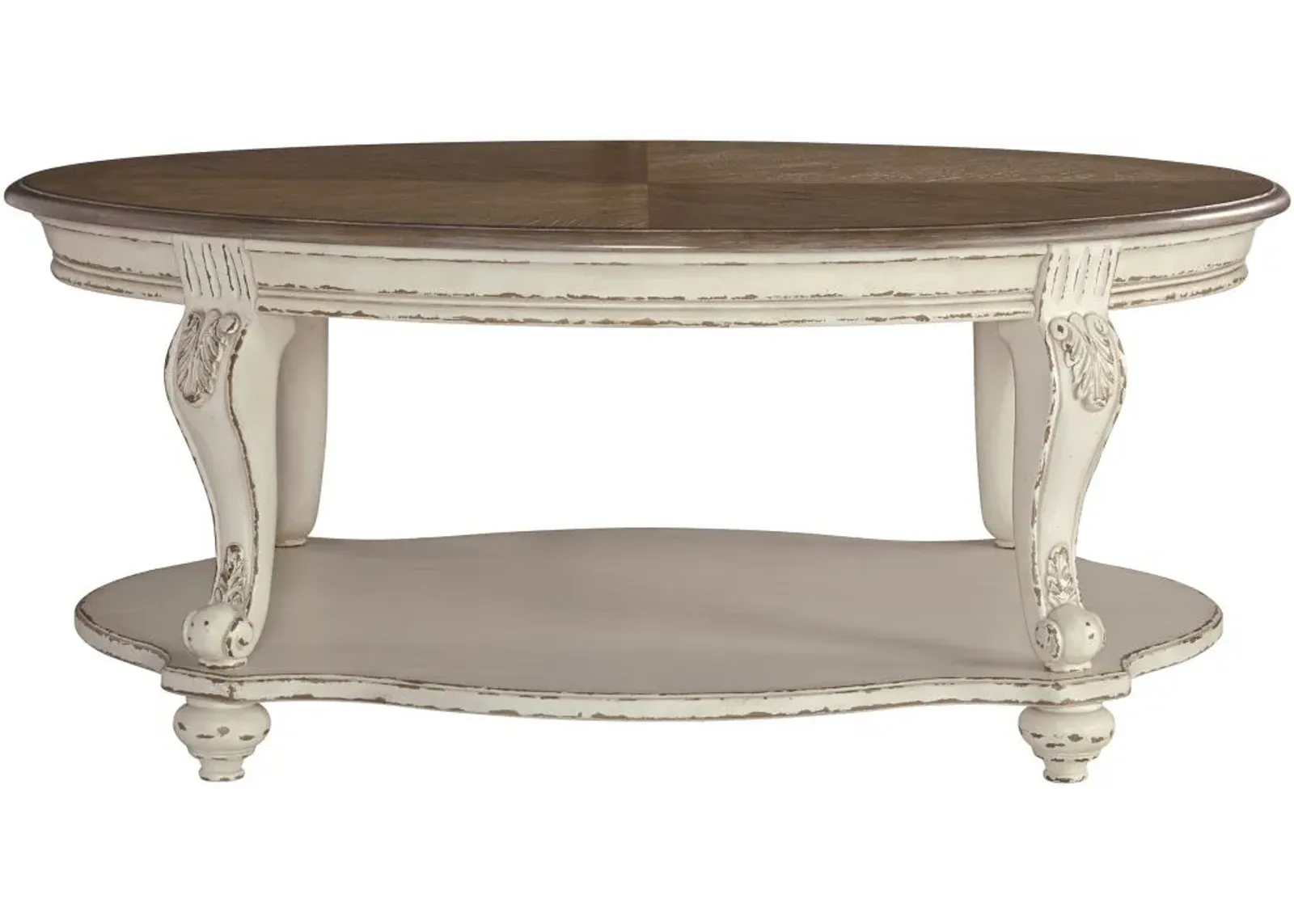 Signature Design by Ashley® Realyn White/Brown Oval Coffee Table