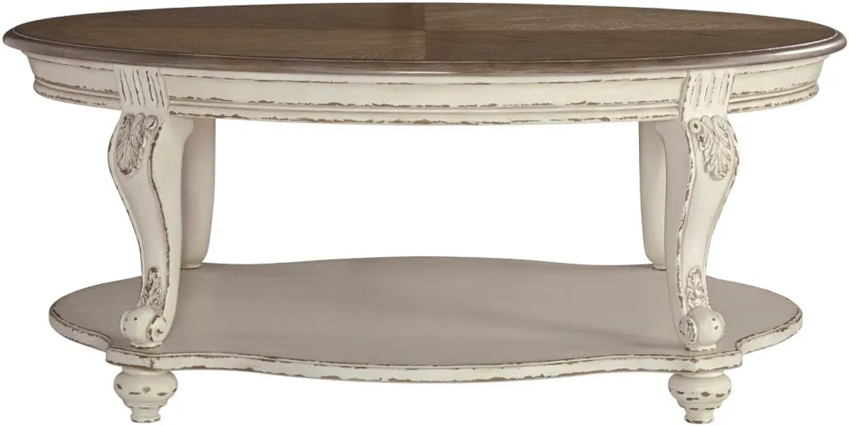 Signature Design by Ashley® Realyn White/Brown Oval Coffee Table