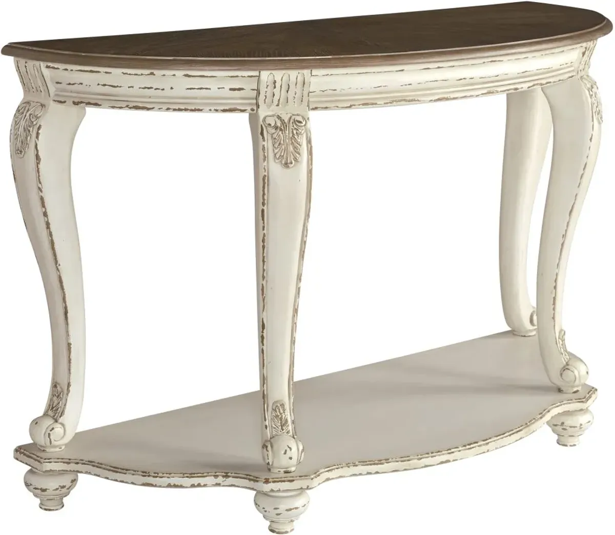 Signature Design by Ashley® Realyn Brown Sofa Table with Antique White Base