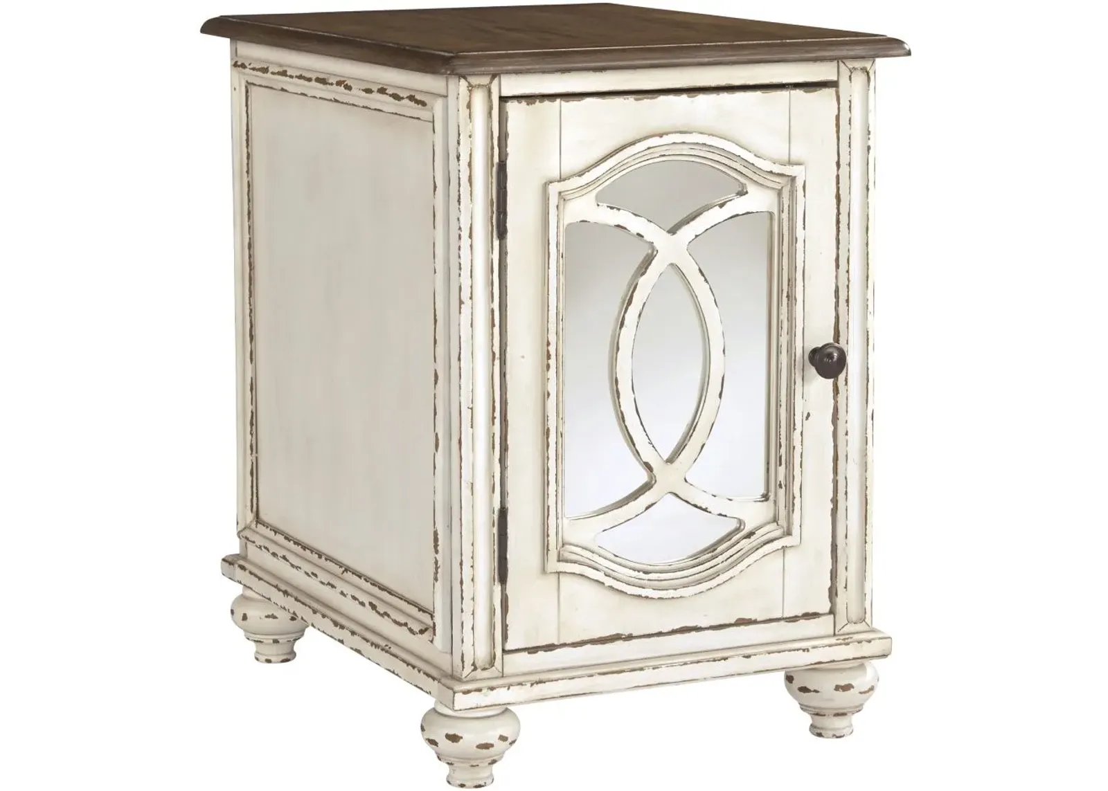 Signature Design by Ashley® Realyn White/Brown Cabinet Door Chairside End Table