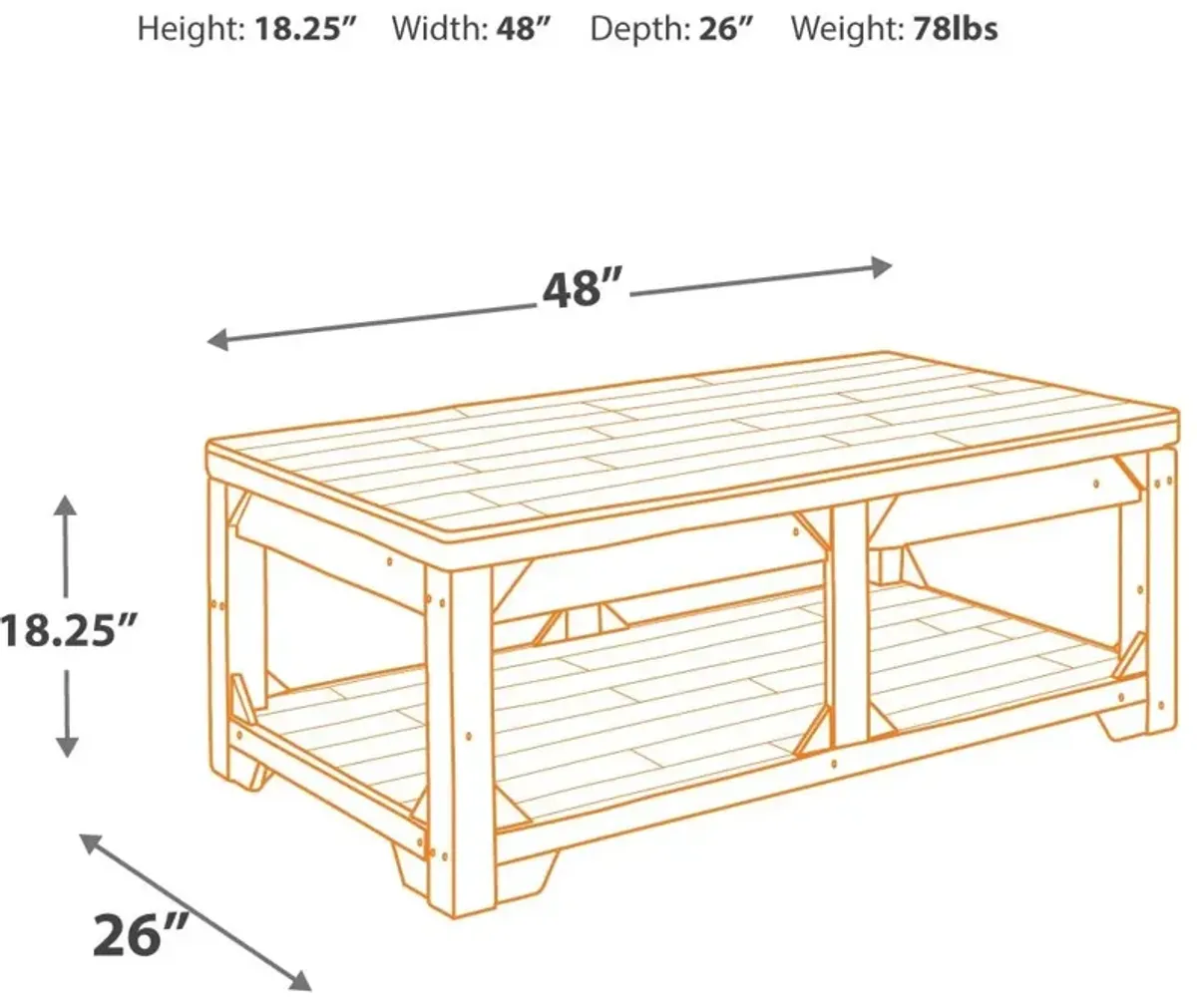 Signature Design by Ashley® Fregine Whitewash Lift Top Coffee Table