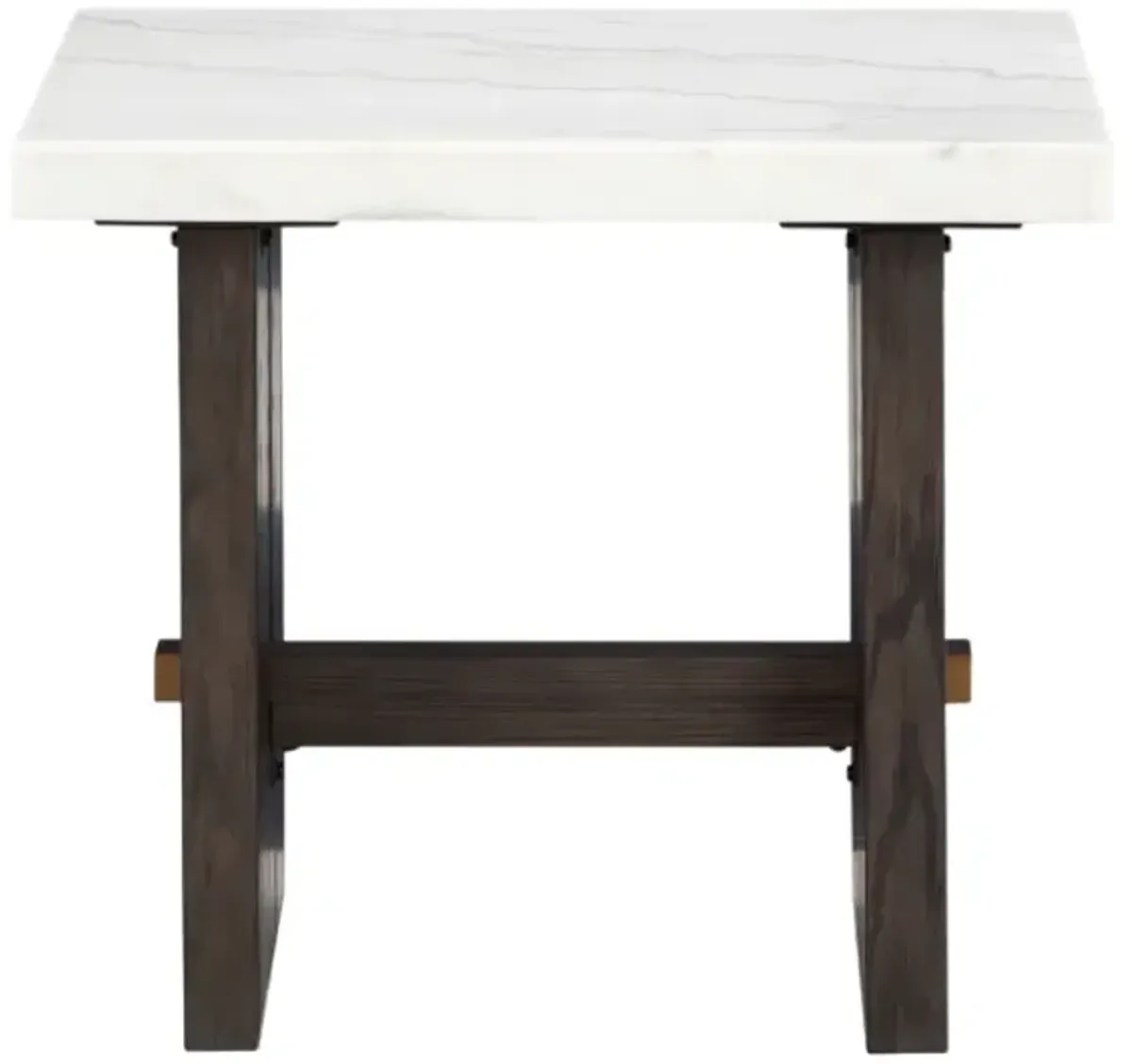 Signature Design by Ashley® Burkhaus White End Table with Dark Brown Base