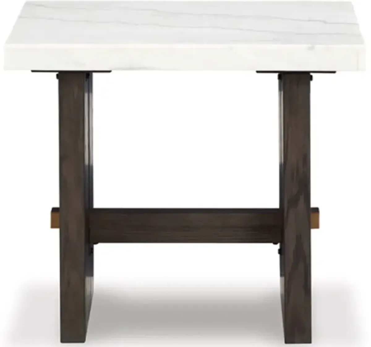 Signature Design by Ashley® Burkhaus White End Table with Dark Brown Base