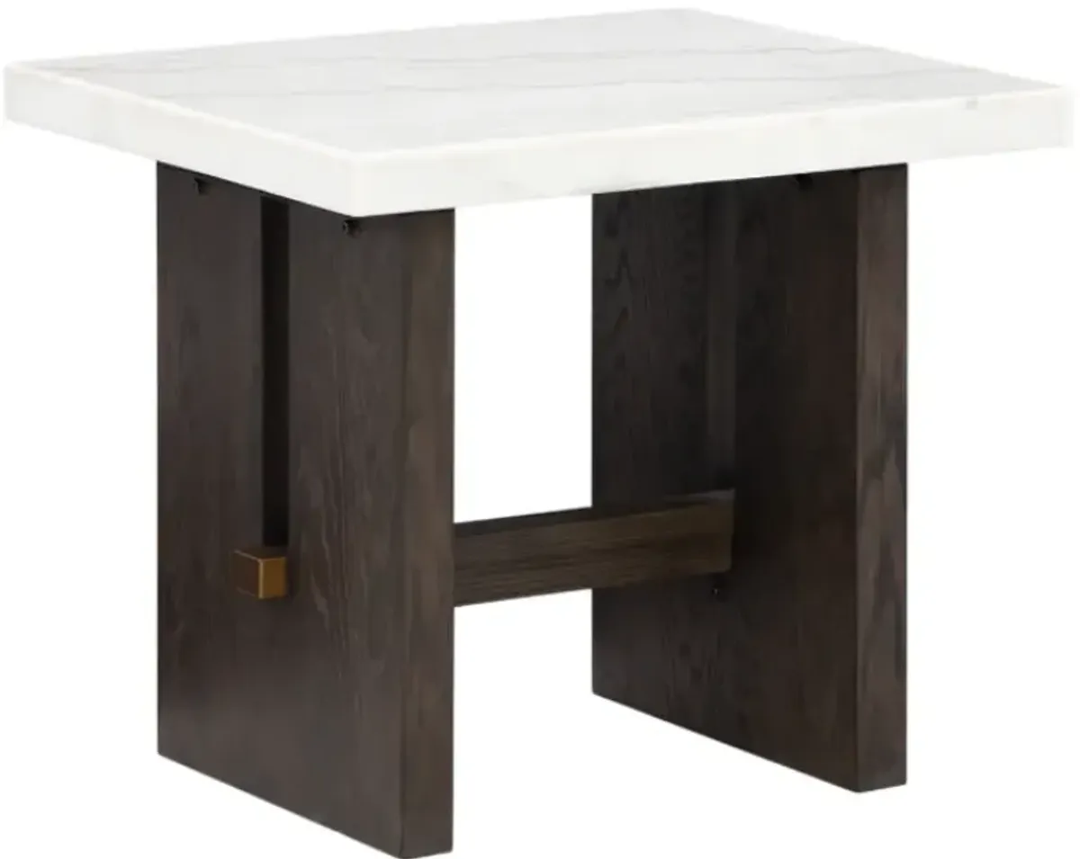 Signature Design by Ashley® Burkhaus White End Table with Dark Brown Base