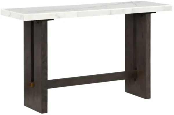 Signature Design by Ashley® Burkhaus White Sofa Table with Dark Brown Base
