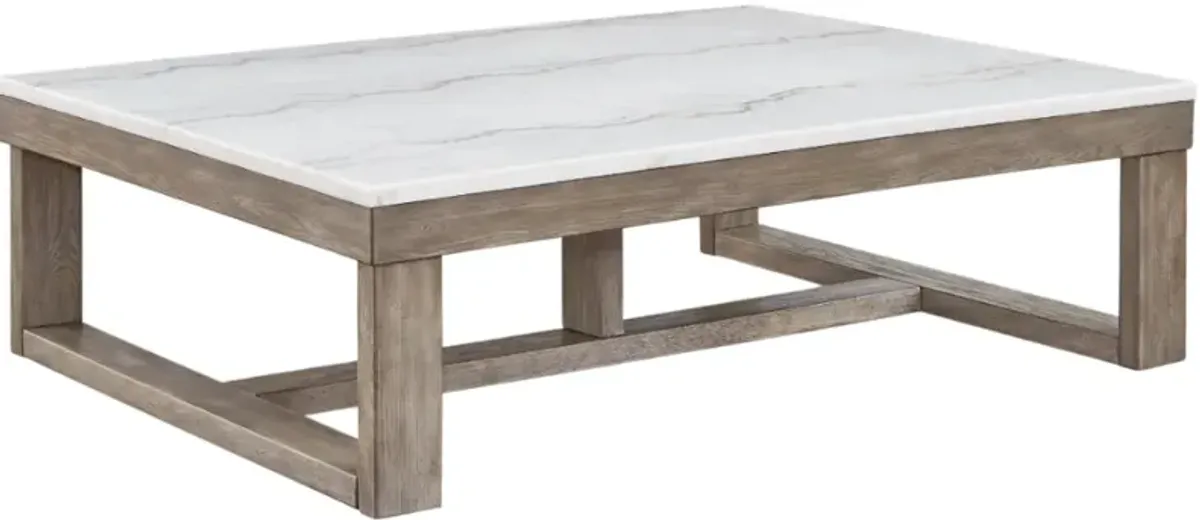 Signature Design by Ashley® Loyaska Ivory Cocktail Table with Brown Base 