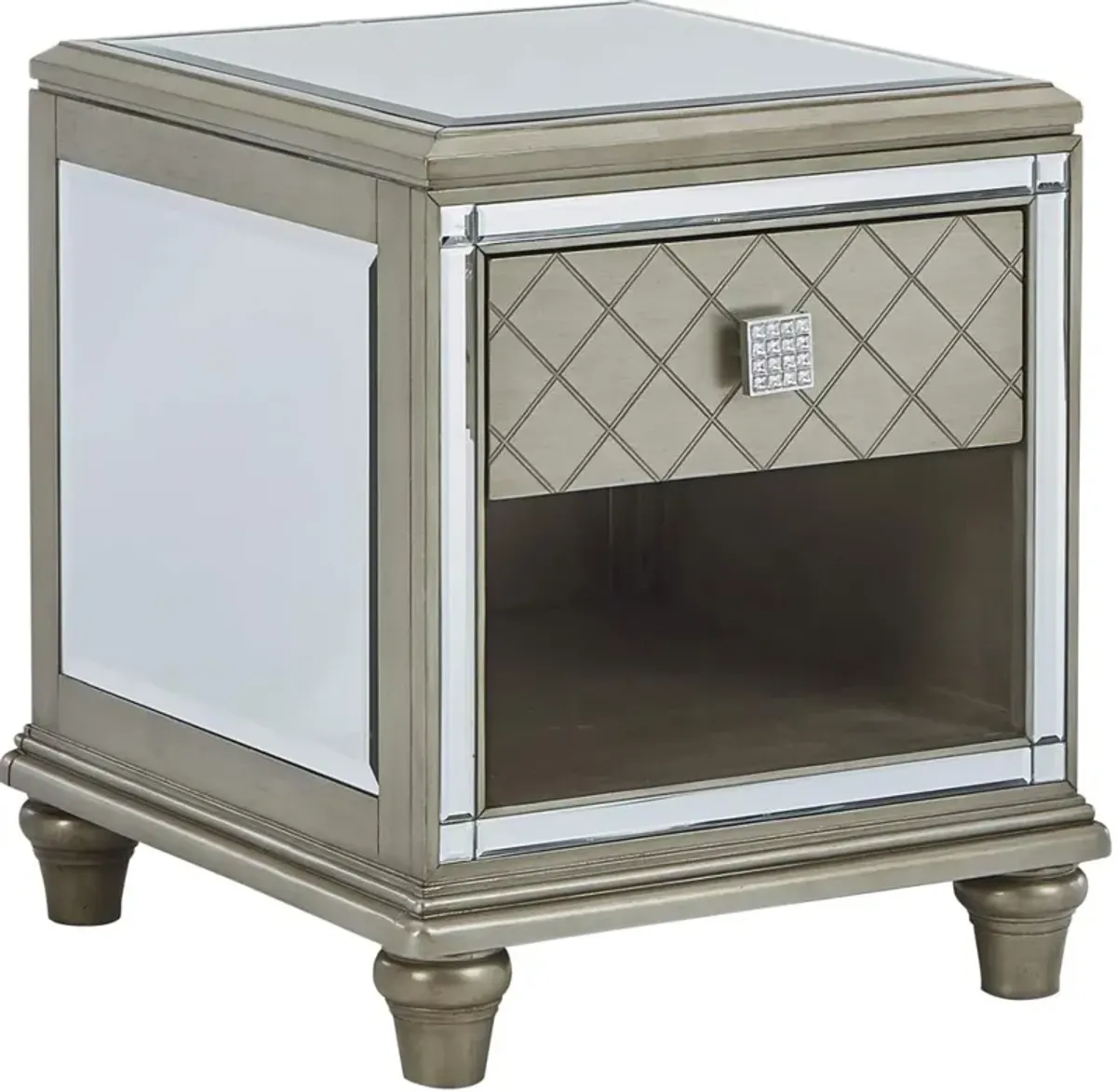 Signature Design by Ashley® Chevanna Mirror Top End Table with Platinum Base 