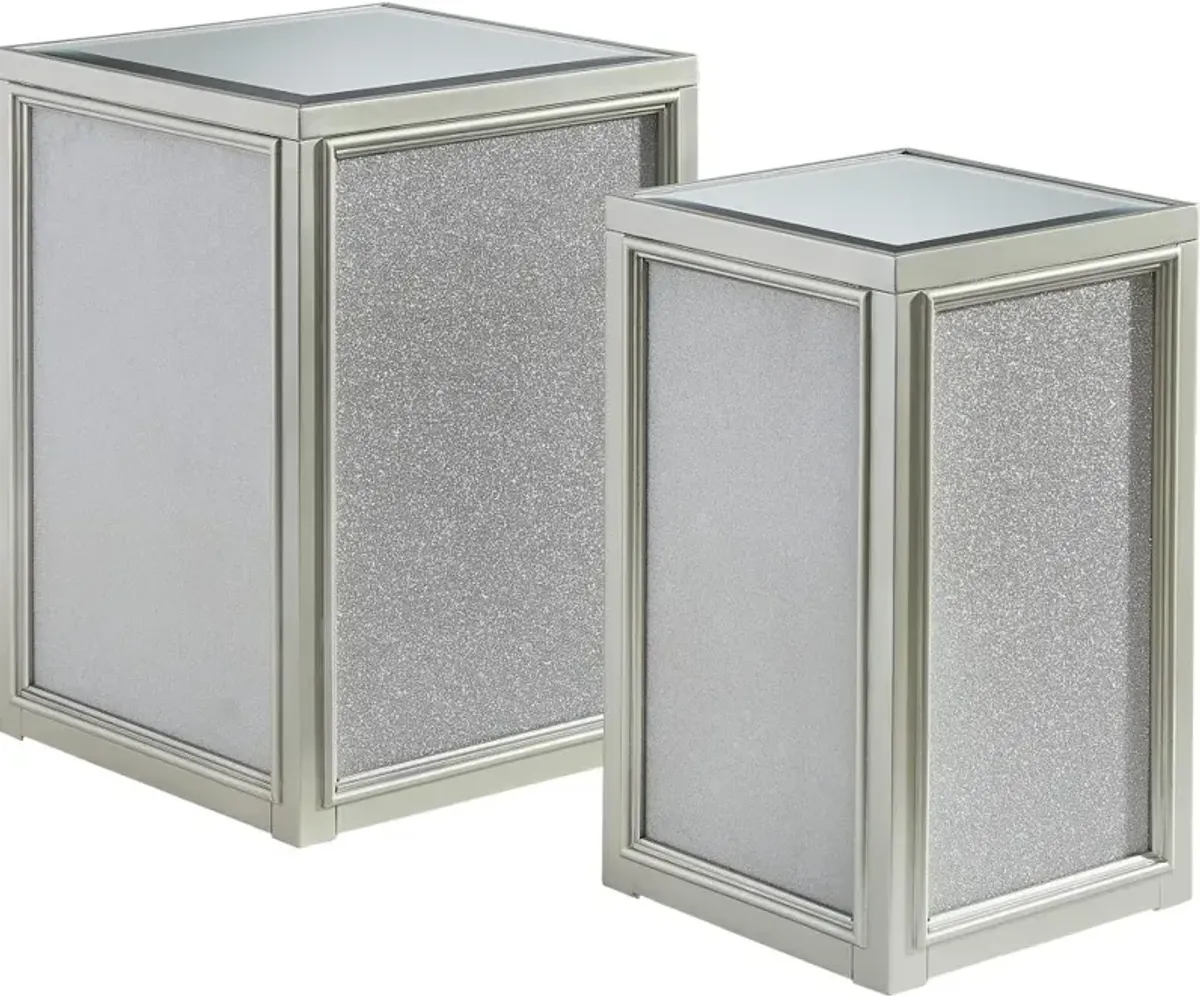 Signature Design by Ashley® Traleena 2-Piece Mirrored Top End Table Set with Metallic Silver Base