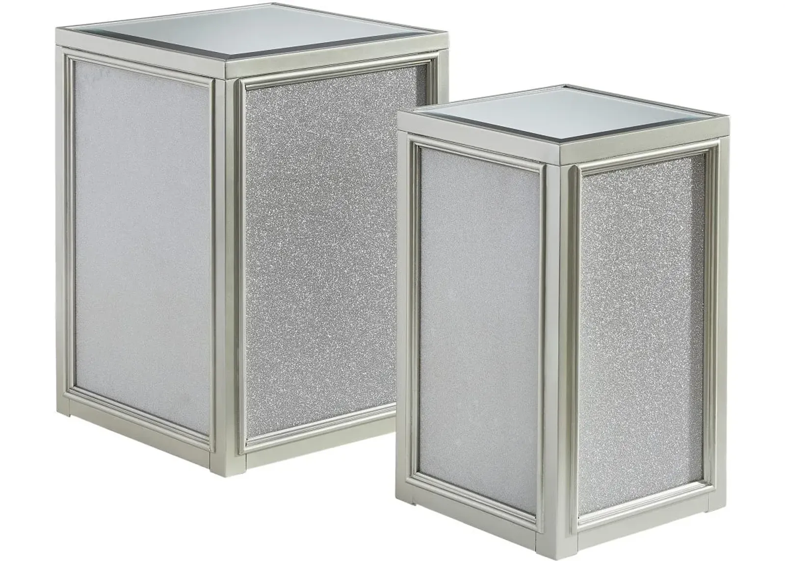 Signature Design by Ashley® Traleena 2-Piece Metallic Silver Nesting End Table Set