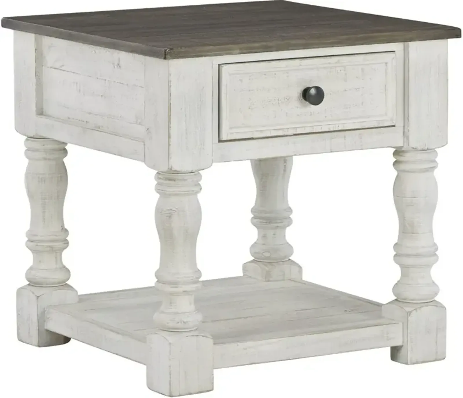 Signature Design by Ashley® Havalance Gray End Table with Distressed Vintage White Base