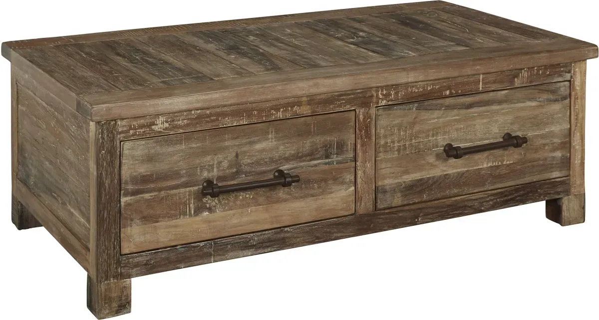 Signature Design by Ashley® Randale Distressed Brown Storage Coffee Table