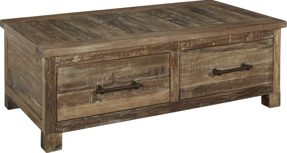 Signature Design by Ashley® Randale Distressed Brown Storage Coffee Table