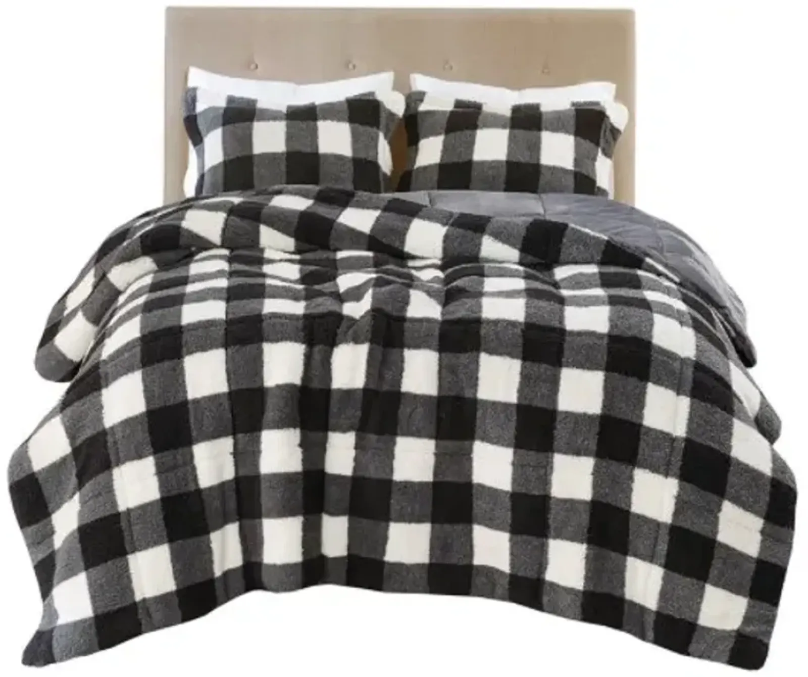 Olliix by True North by Sleep Philosophy Brooks  Ivory and Black King Sherpa Down Alternative Comforter Set