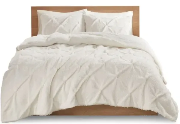 Olliix by True North by Sleep Philosophy Addison Ivory King Pintuck Sherpa Down Alternative Comforter Set