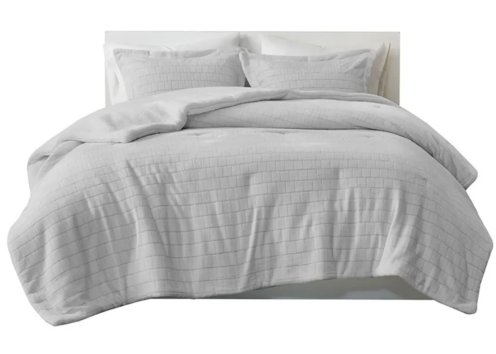 Olliix by True North by Sleep Philosophy Laurie Grey Twin Plush to Sherpa Comforter Set