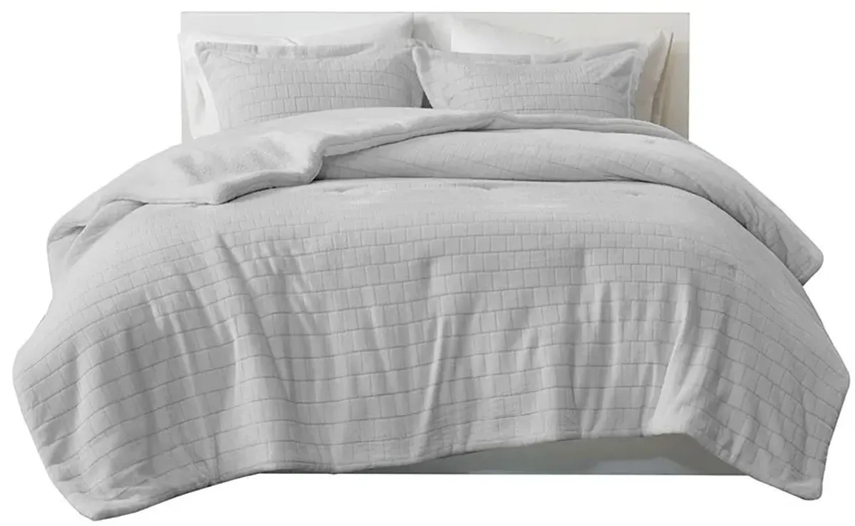 Olliix by True North by Sleep Philosophy Laurie Grey Twin Plush to Sherpa Comforter Set