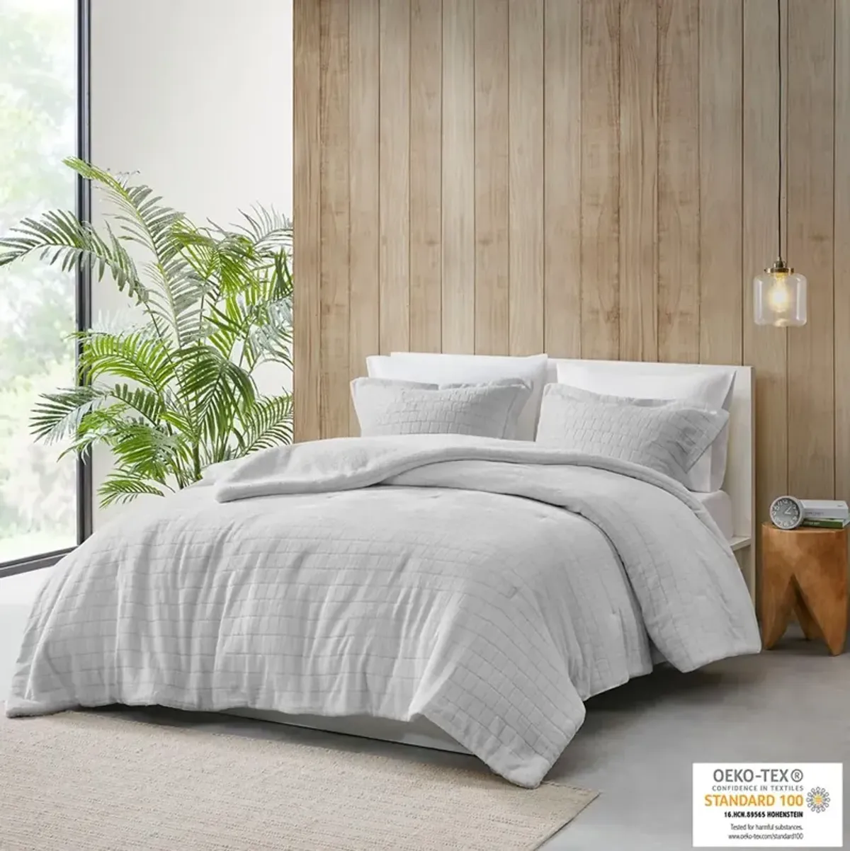 Olliix by True North by Sleep Philosophy Laurie Grey Full/Queen Plush to Sherpa Comforter Set