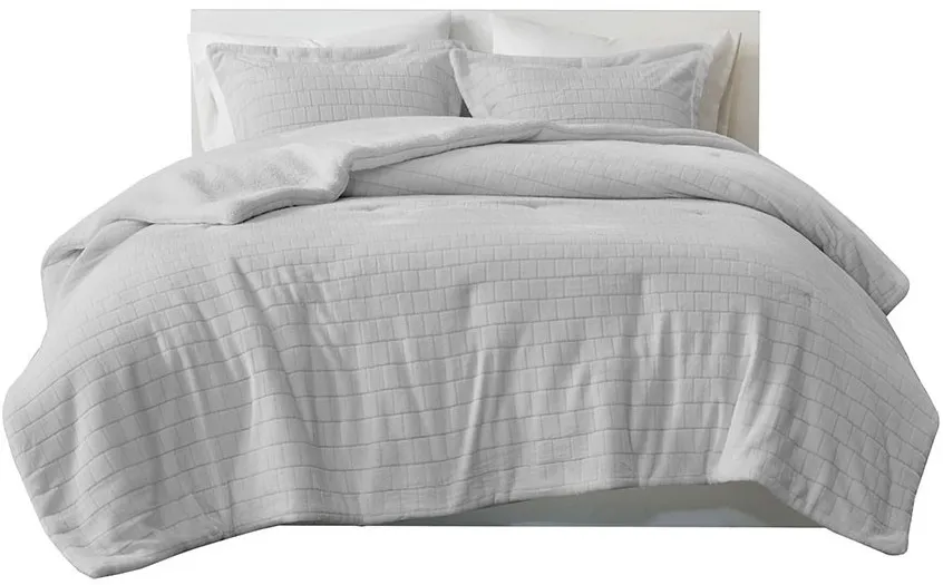 Olliix by True North by Sleep Philosophy Laurie Grey Full/Queen Plush to Sherpa Comforter Set