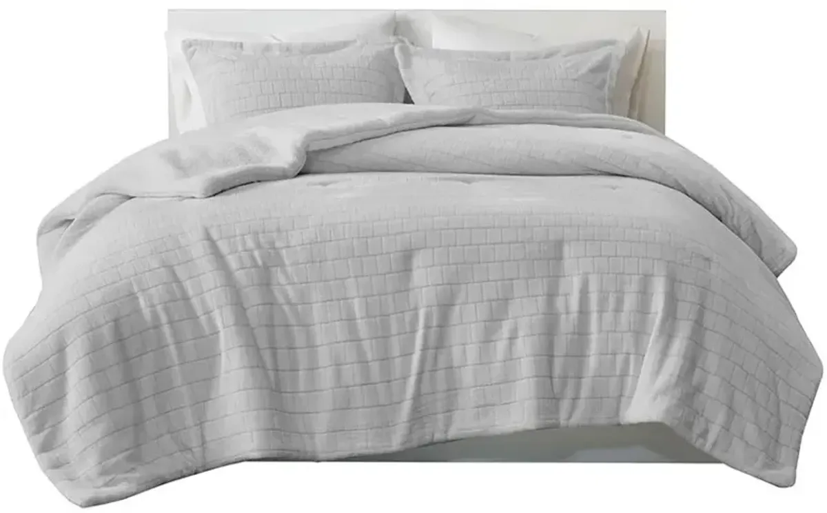 Olliix by True North by Sleep Philosophy Laurie Grey Full/Queen Plush to Sherpa Comforter Set