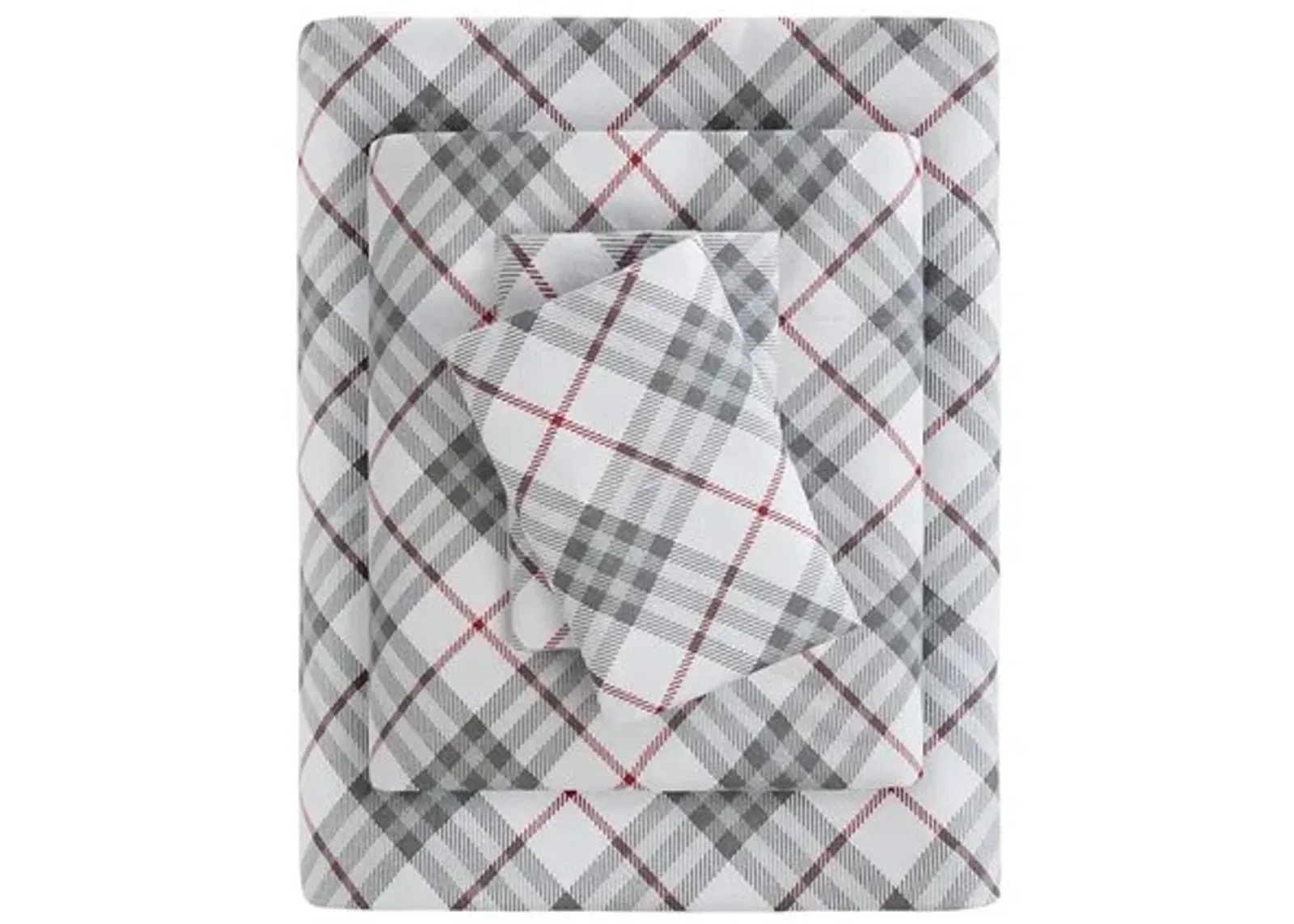 Olliix by True North by Sleep Philosophy Cozy Flannel Red Plaid Twin Cotton Printed Sheet Set