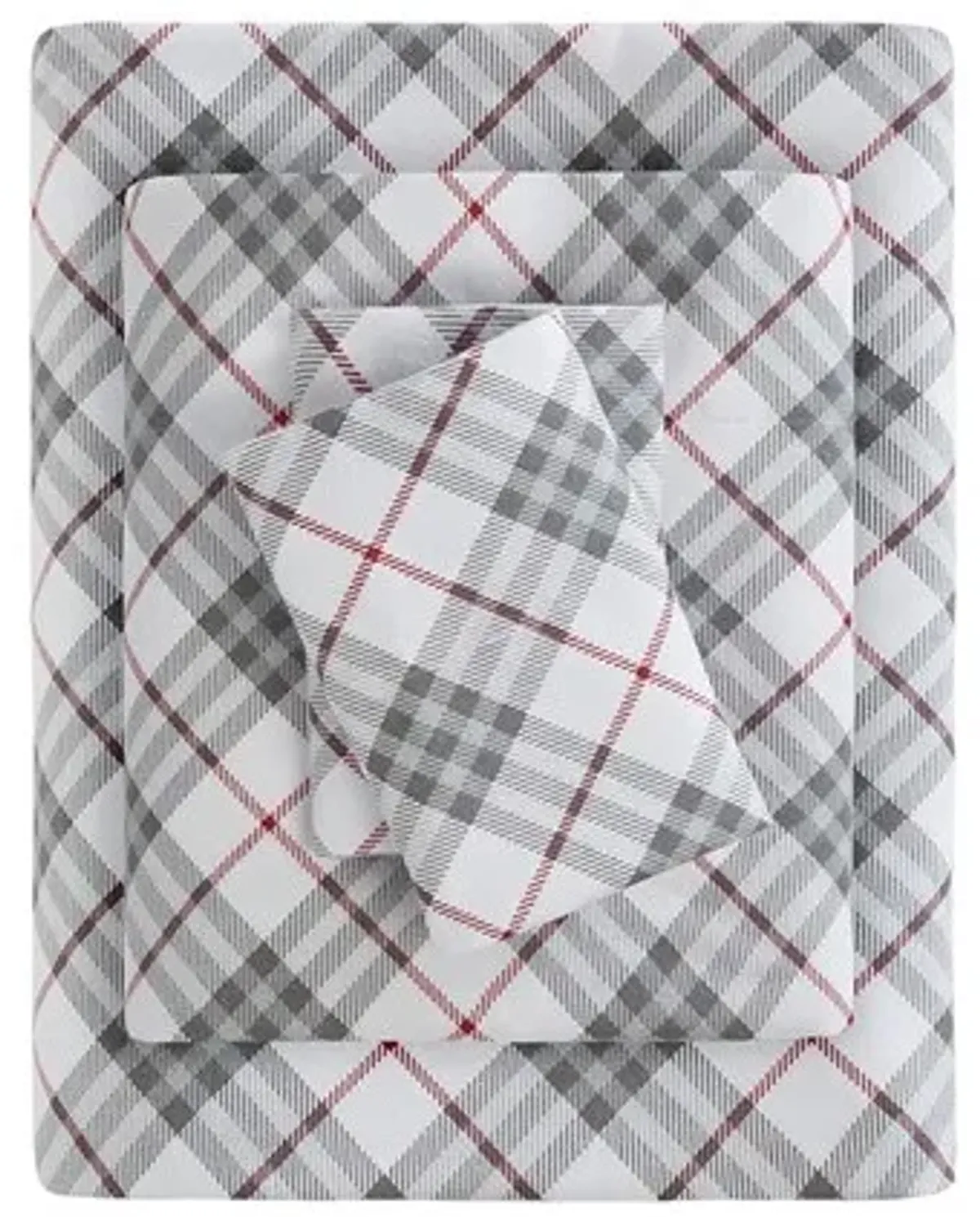 Olliix by True North by Sleep Philosophy Cozy Flannel Red Plaid Twin Cotton Printed Sheet Set