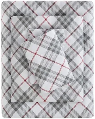 Olliix by True North by Sleep Philosophy Cozy Flannel Red Plaid Twin Cotton Printed Sheet Set