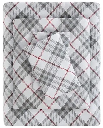 Olliix by True North by Sleep Philosophy Cozy Flannel Red Plaid Twin Cotton Printed Sheet Set