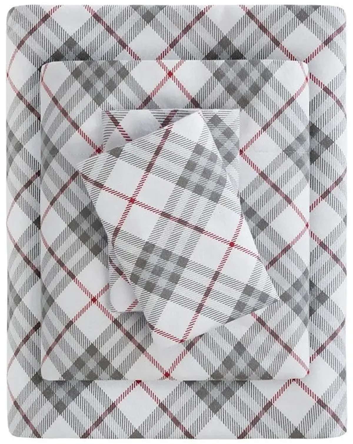 Olliix by True North by Sleep Philosophy Red Plaid Full Cozy Flannel 100% Cotton Flannel Printed Sheet Set