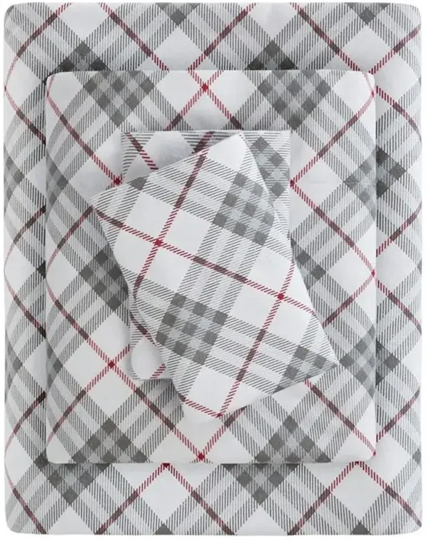 Olliix by True North by Sleep Philosophy Red Plaid Queen Cozy Flannel 100% Cotton Flannel Printed Sheet Set