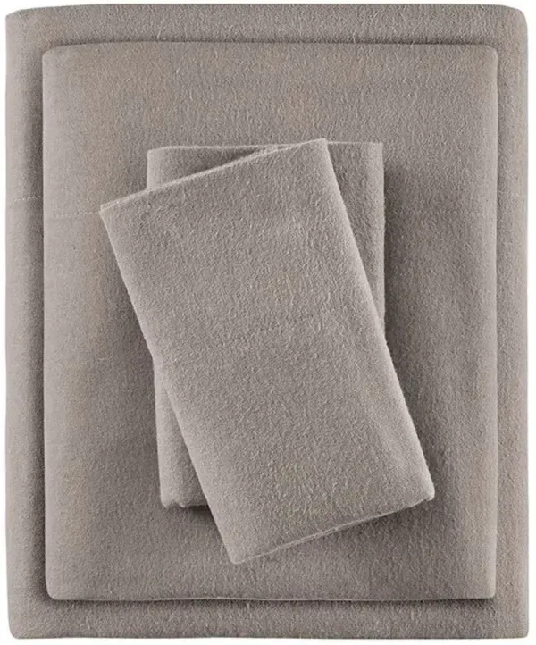 Olliix by True North by Sleep Philosophy Cozy Flannel Grey Solid Twin 100% Cotton Printed Sheet Set