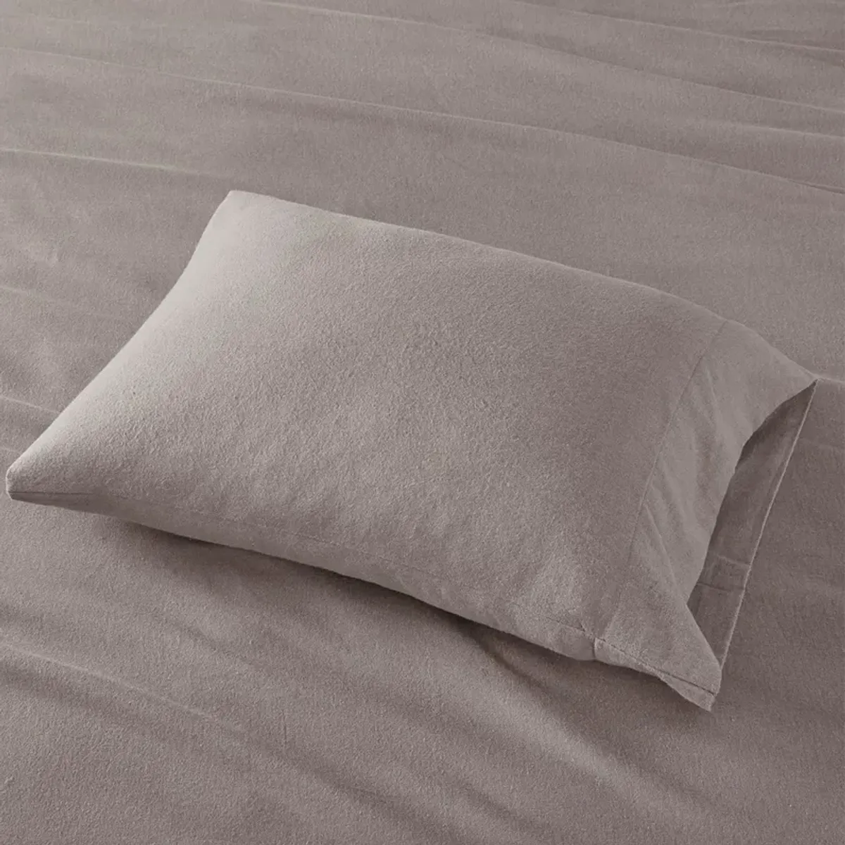Olliix by True North by Sleep Philosophy Grey Solid Queen Cozy 100% Cotton Flannel Printed Sheet Set