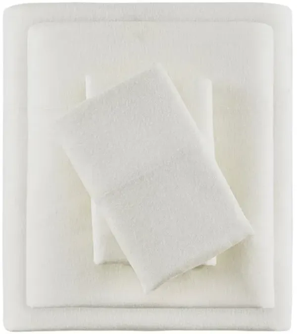 Olliix by True North by Sleep Philosophy Cozy Flannel Ivory Solid Twin 100% Cotton Printed Sheet Set