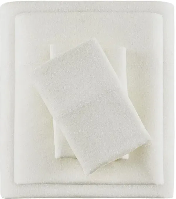 Olliix by True North by Sleep Philosophy Ivory Solid Full Cozy 100% Cotton Flannel Printed Sheet Set