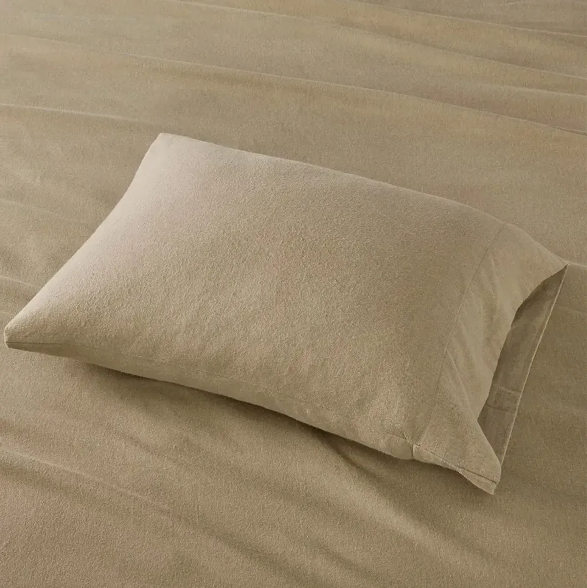 Olliix by True North by Sleep Philosophy Tan Solid Twin Cozy 100% Cotton Flannel Printed Sheet Set