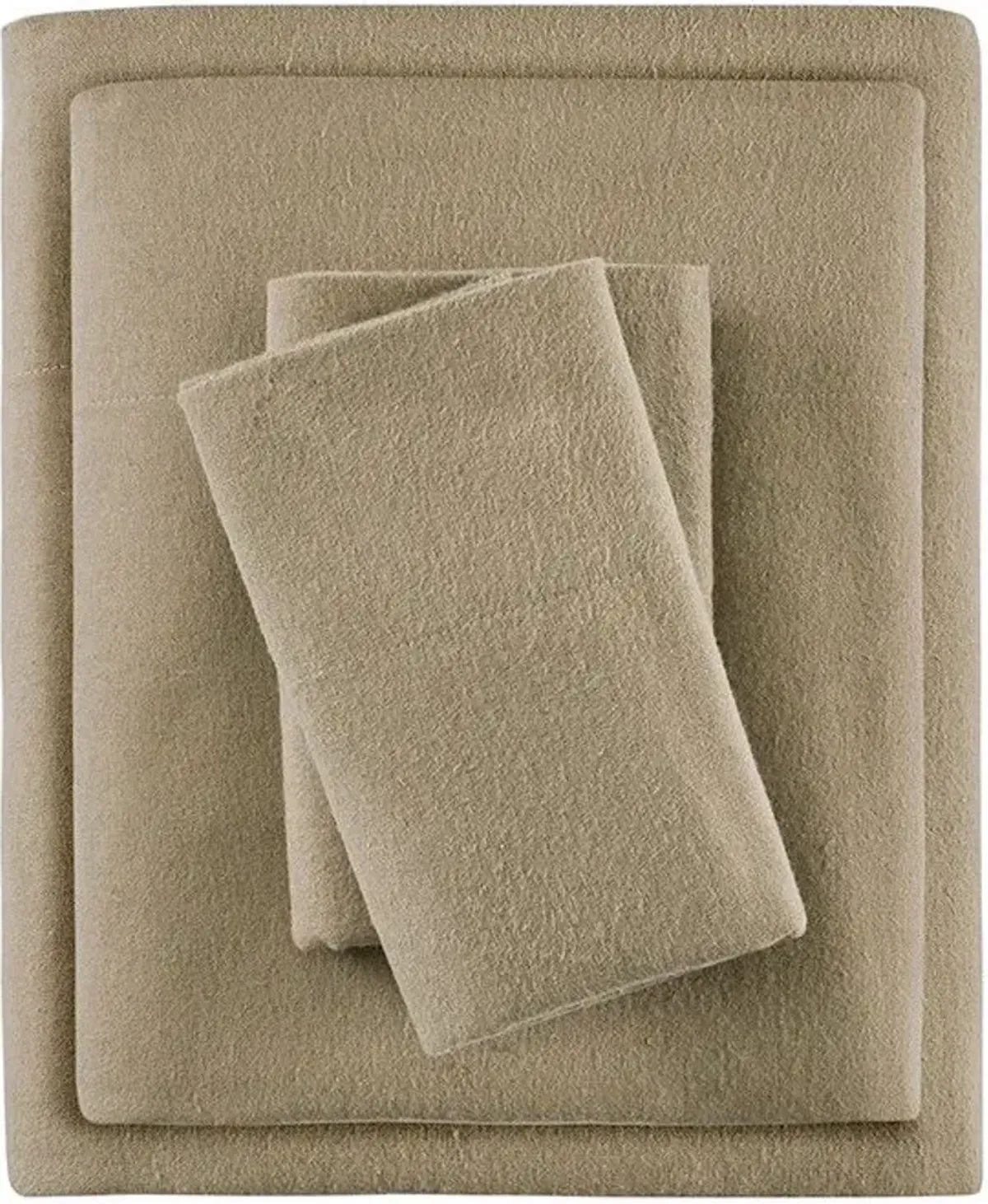 Olliix by True North by Sleep Philosophy Tan Solid Queen Cozy 100% Cotton Flannel Printed Sheet Set