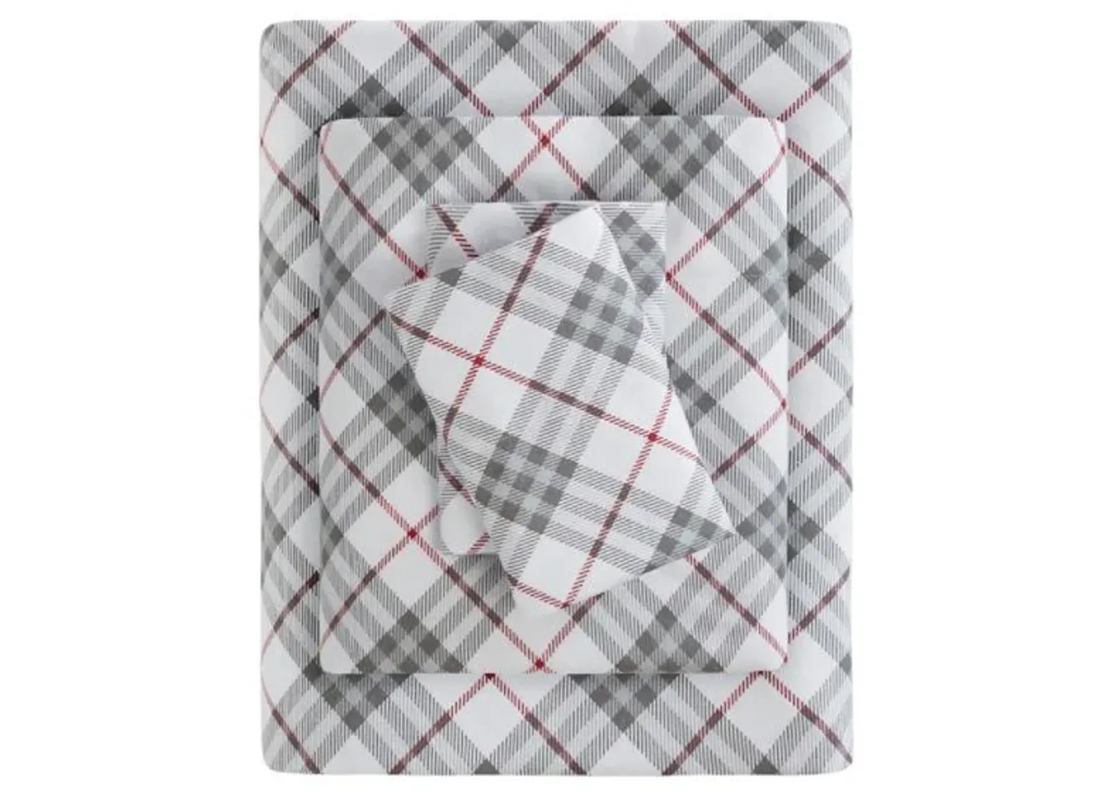 Olliix by True North by Sleep Philosophy Cozy Flannel Red Plaid Twin XL 100% Cotton Printed Sheet Set