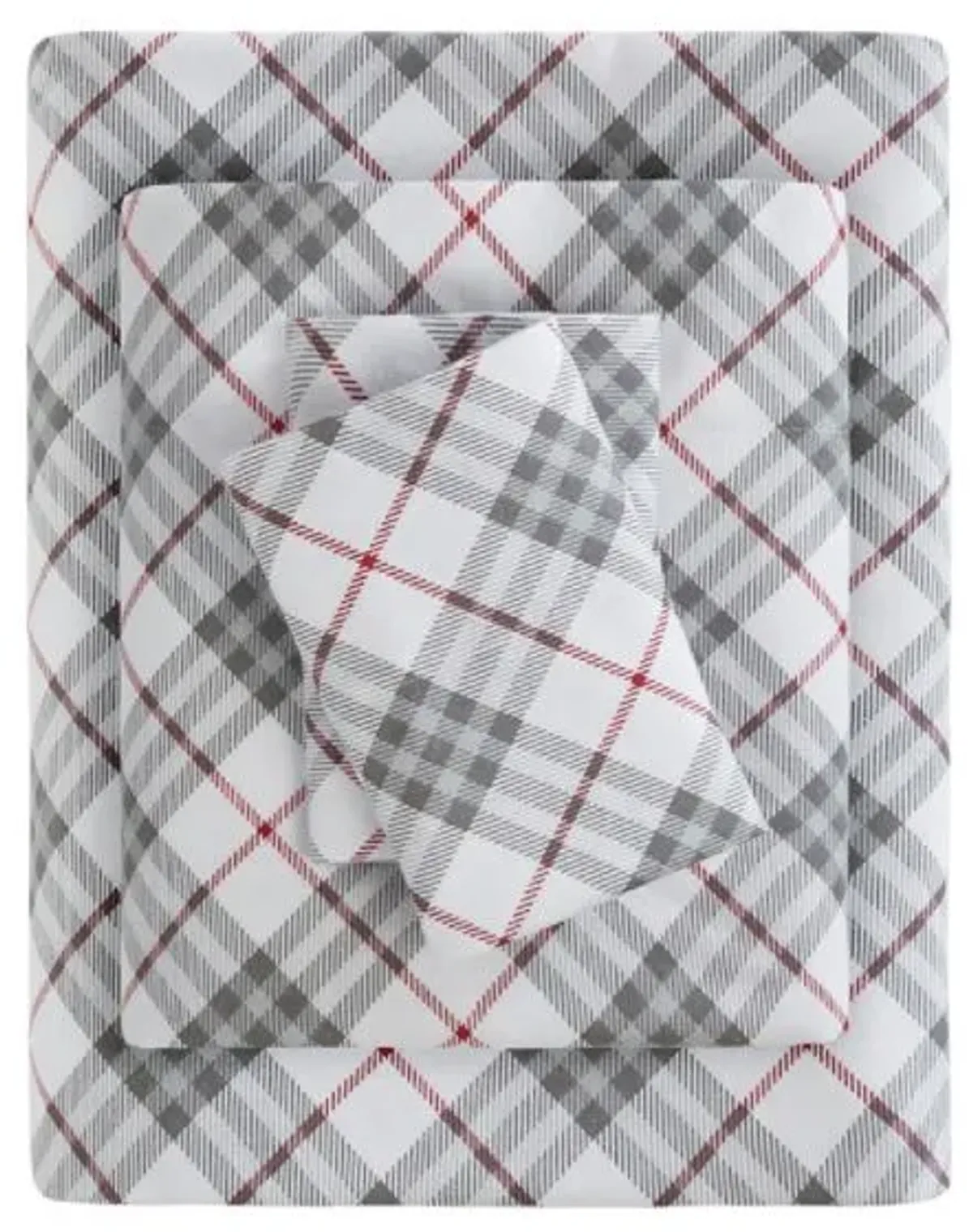 Olliix by True North by Sleep Philosophy Cozy Flannel Red Plaid Twin XL 100% Cotton Printed Sheet Set