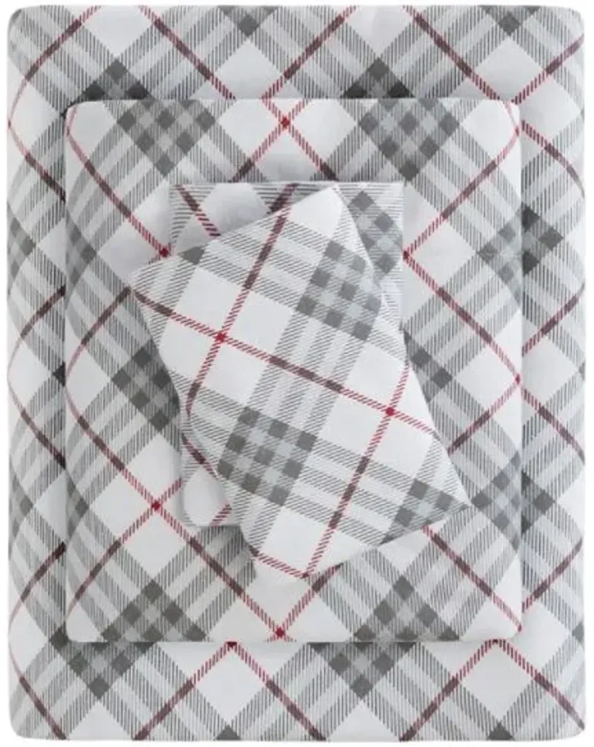 Olliix by True North by Sleep Philosophy Cozy Flannel Red Plaid Twin XL 100% Cotton Printed Sheet Set