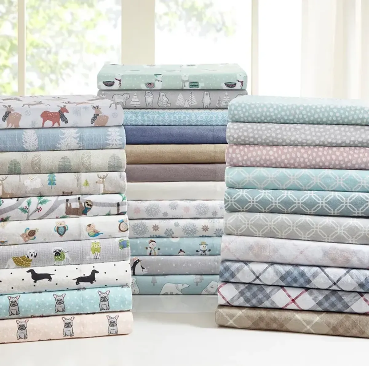 Olliix by True North by Sleep Philosophy Cozy Flannel Blue Plaid Twin XL 100% Cotton Printed Sheet Set