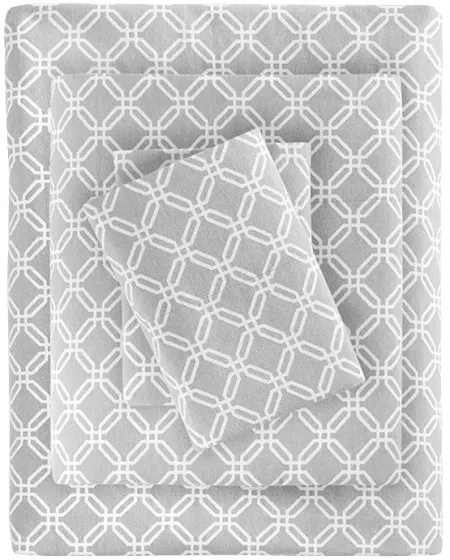 Olliix by True North by Sleep Philosophy Cozy Flannel Grey Geo Twin 100% Cotton Printed Sheet Set